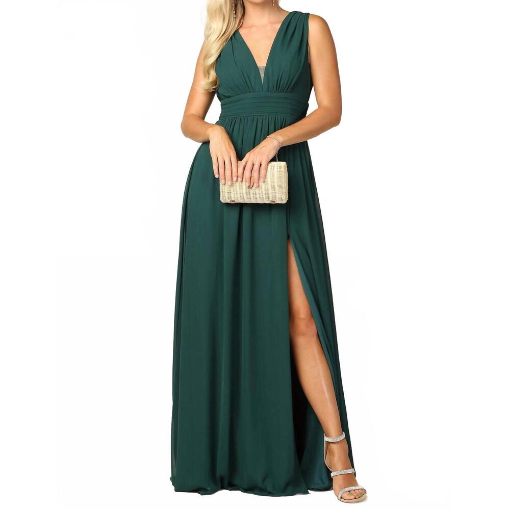NEW EVA v neck maxi dress in hunter